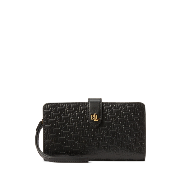 Logo-Debossed Leather Tech Wristlet