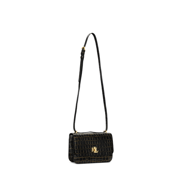 Ralph buy Lauren Black Embossed Crocodile Leather Crossbody Bag