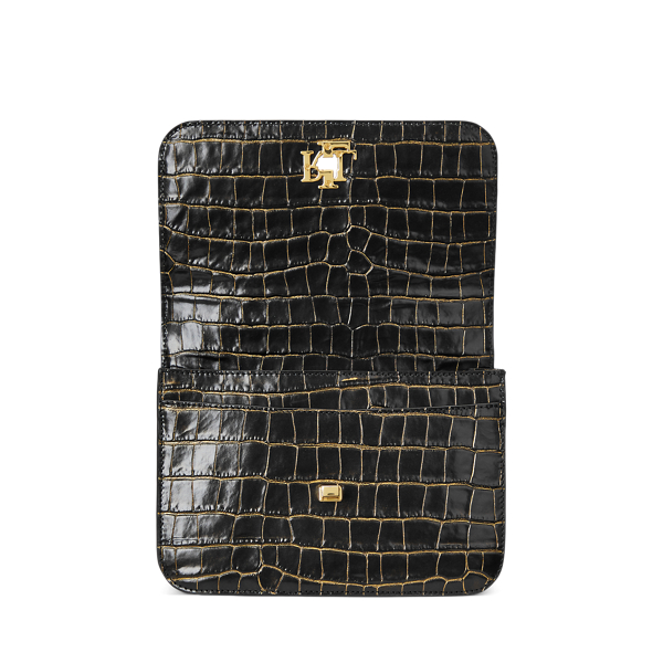 Black/Gold Embossed Leather Medium Sophee Bag Lauren 6