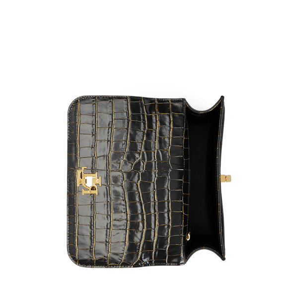 Black/Gold Embossed Leather Medium Sophee Bag Lauren 7
