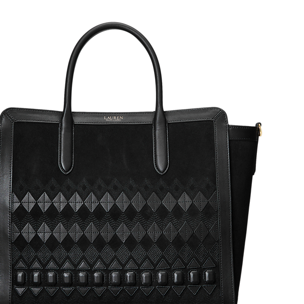 Black Fair Isle Suede Large Tyler Tote Lauren 7