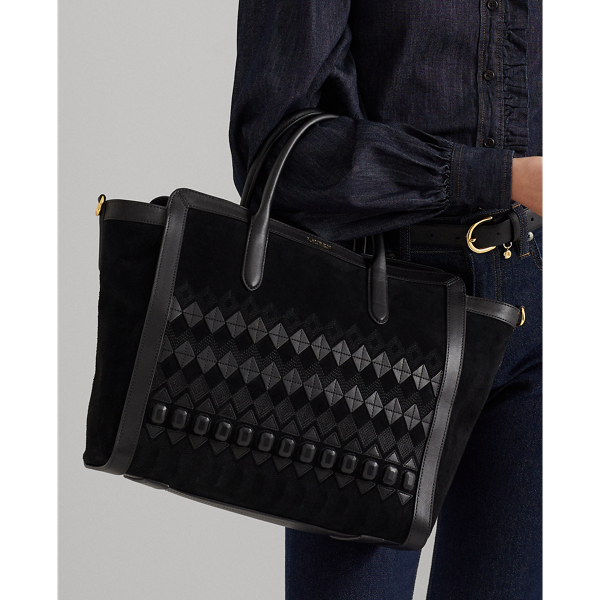 Black Fair Isle Suede Large Tyler Tote Lauren 9