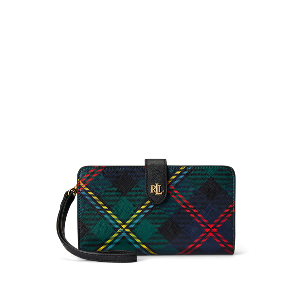 Plaid Crosshatch Leather Tech Wristlet for Women | Ralph Lauren