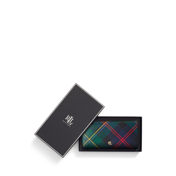 Holiday Tartan Plaid Crosshatch Leather Slim Wallet Lauren 4