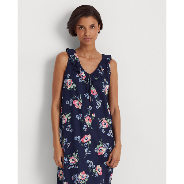 Navy Print Floral Cotton Ballet Nightgown Lauren 4