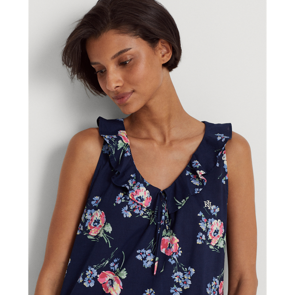 Navy Print Floral Cotton Ballet Nightgown Lauren 6