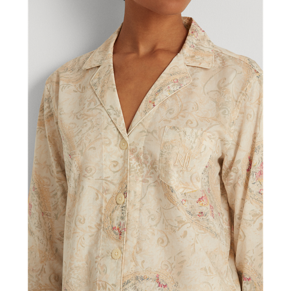Gold Paisley Paisley Cotton-Blend Pajama Set Lauren Petite 6