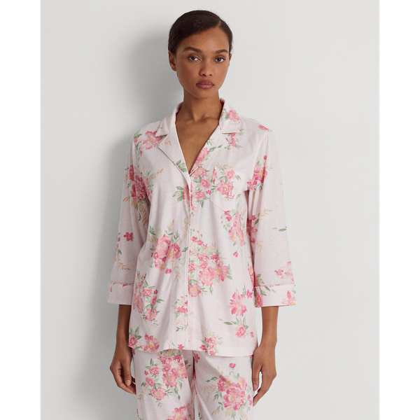Pink Floral Floral Jersey Pajama Set Lauren Petite 4