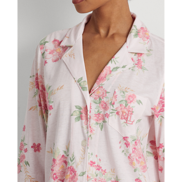 Pink Floral Floral Jersey Pajama Set Lauren Petite 6