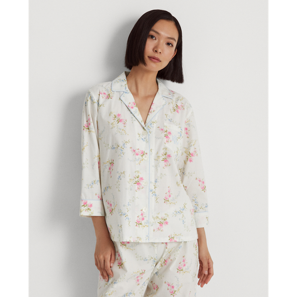 Ivory Floral Floral Poplin Sleep Set Lauren 4