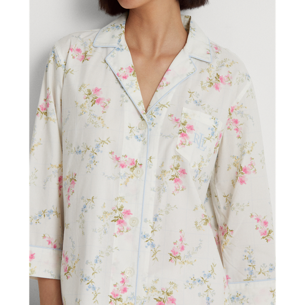 Ivory Floral Floral Poplin Sleep Set Lauren 6