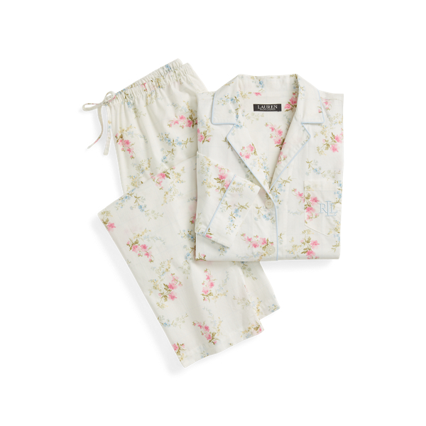 Ivory Floral Floral Poplin Sleep Set Lauren 2