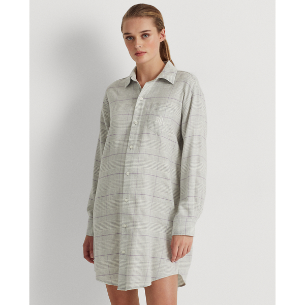Grey Plaid Plaid Brushed Twill Sleepshirt Lauren 4