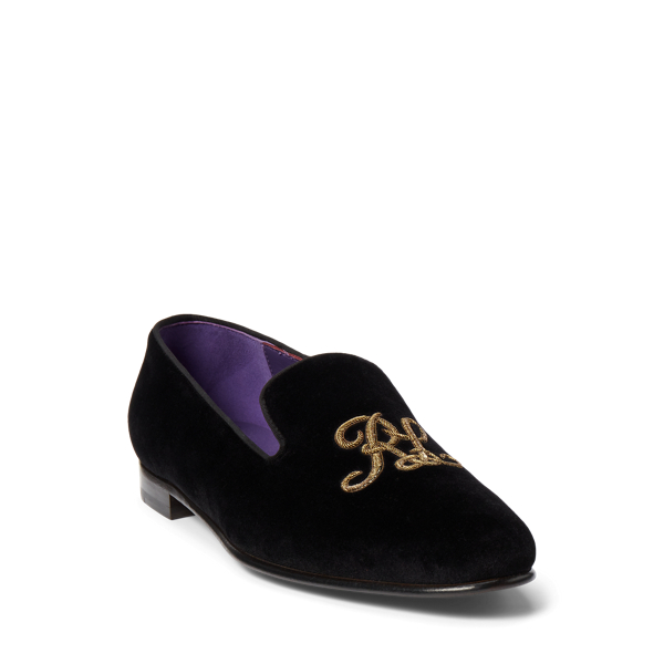 Chaussons Alonzo brod&eacute;s en velours Ralph Lauren Collection en Black 2