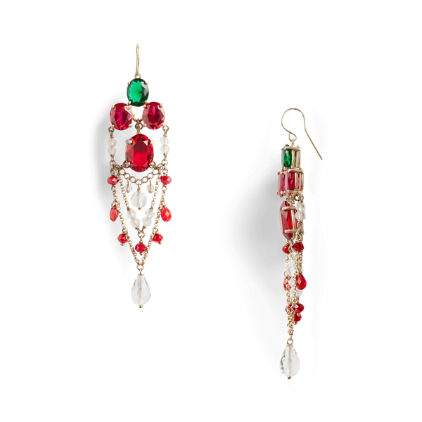 Antique Brass Multi-Crystal Chandelier Earrings Ralph Lauren Collection 2