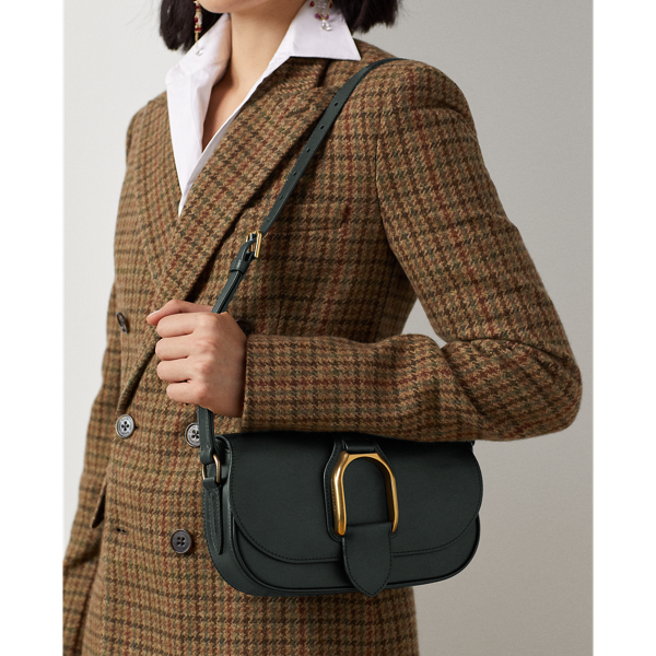 Polierte Leder-Schultertasche Welington Ralph Lauren Collection in Gr&uuml;n 7