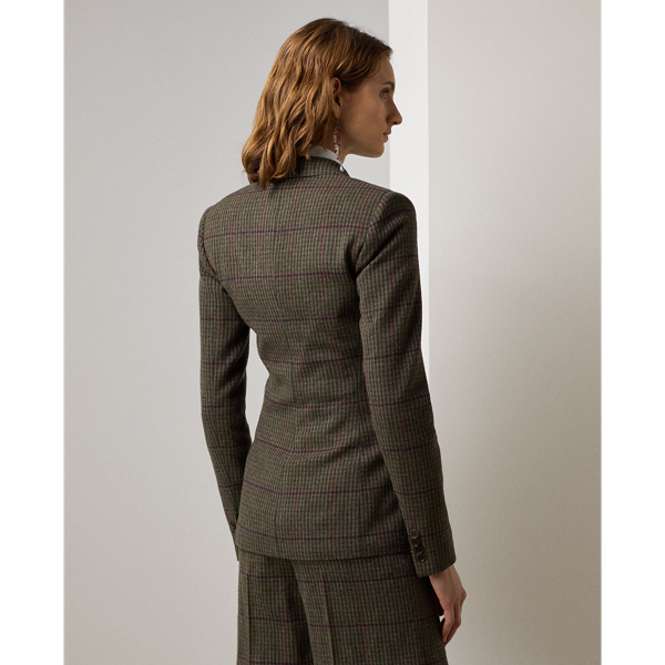 Olive/Brown Parker Checked Plaid Tweed Jacket Ralph Lauren Collection 5