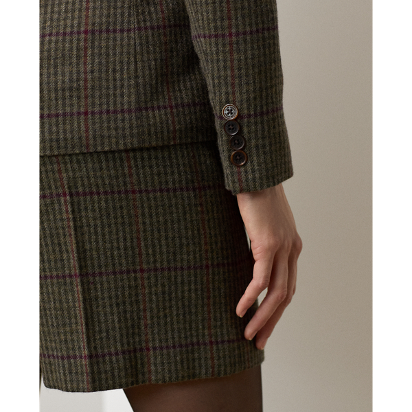 Olive/Brown Parker Checked Plaid Tweed Jacket Ralph Lauren Collection 7