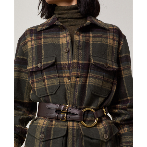 Karierte Hemdjacke Andrya Ralph Lauren Collection in Deep Olive/Green 6