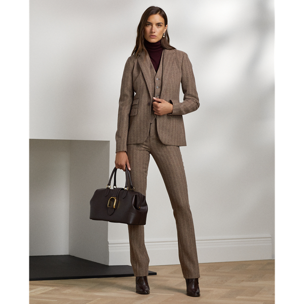 Brown Multi Jaiden Herringbone Tweed Waistcoat Ralph Lauren Collection 4