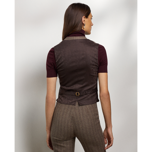 Brown Multi Jaiden Herringbone Tweed Waistcoat Ralph Lauren Collection 5