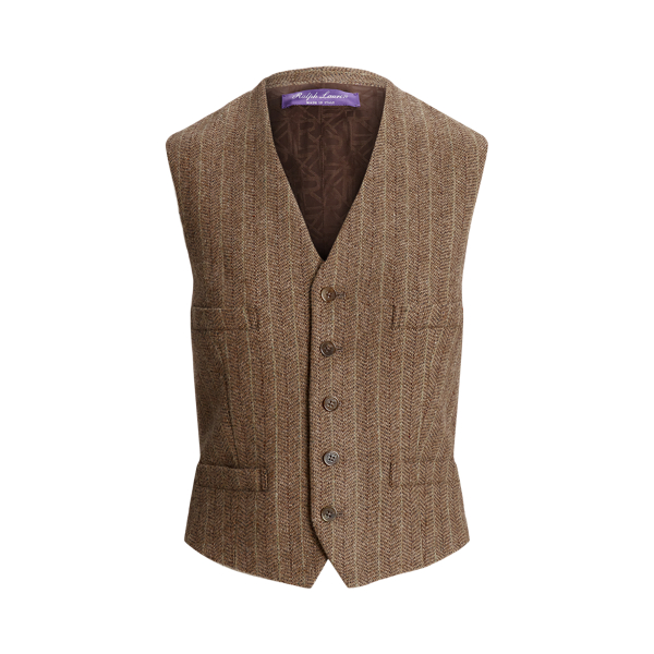 Brown Multi Jaiden Herringbone Tweed Waistcoat Ralph Lauren Collection 2
