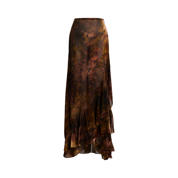 Waylon Rose-Print Velvet Skirt Ralph Lauren Collection 1