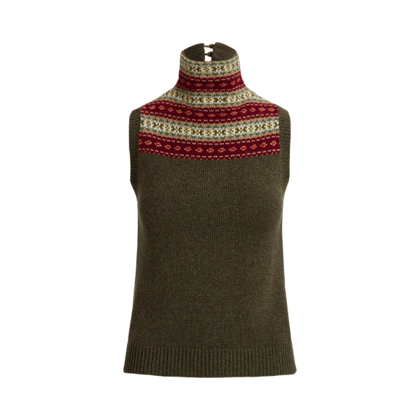 Fair Isle Sleeveless Mockneck Jumper