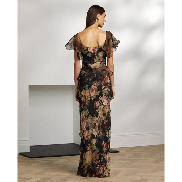 Abendkleid Yulia aus Knitterchiffon Ralph Lauren Collection in Schwarz multi 5