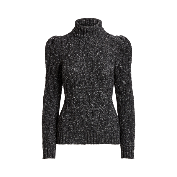 Tweed and Paillette Roll Neck Jumper