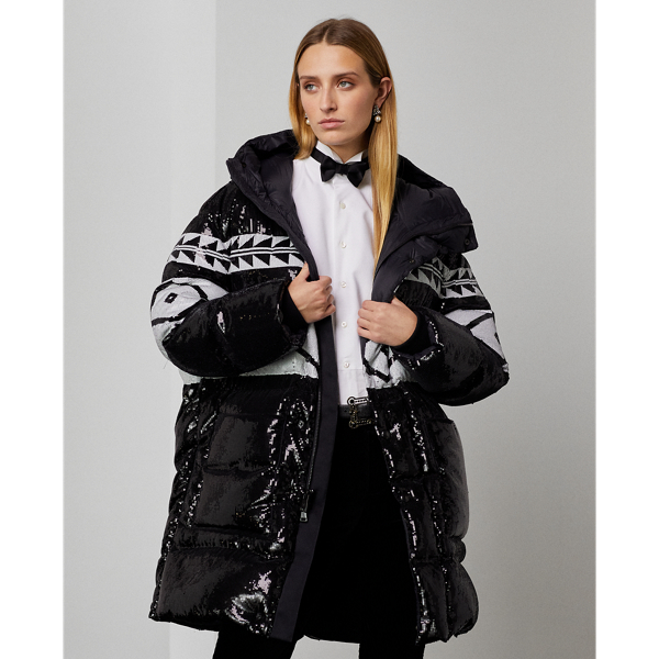 Doudoune d&eacute;cor&eacute;e Whitley Ralph Lauren Collection en Black 4