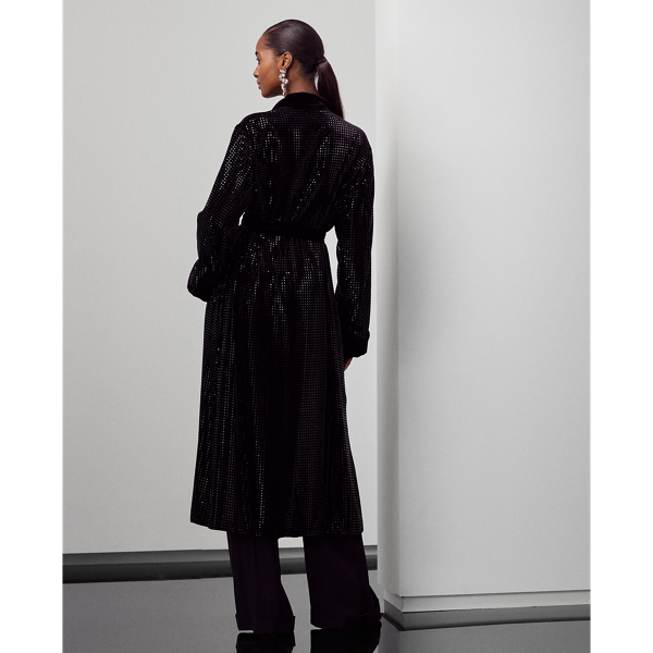 Black Sullivan Embellished Velvet Robe-Coat Ralph Lauren Collection 5