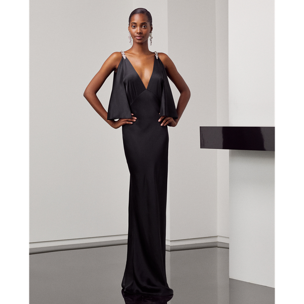 Anjea Embellished Satin Evening Dress