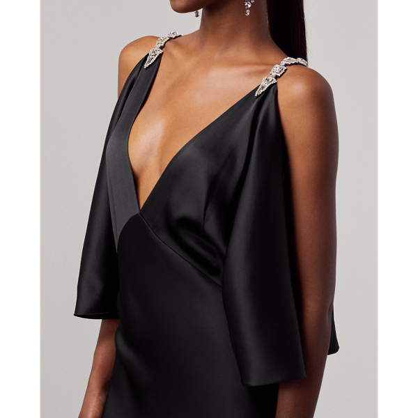 Robe du soir Anjea d&eacute;cor&eacute;e en satin Ralph Lauren Collection en Noir 6