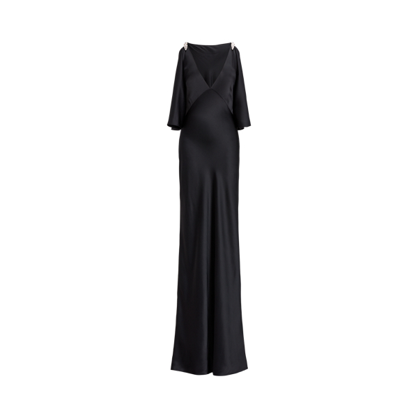 Robe du soir Anjea d&eacute;cor&eacute;e en satin Ralph Lauren Collection en Noir 2
