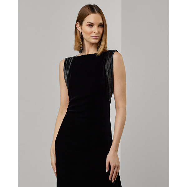 Abendkleid Kelli aus Samt Ralph Lauren Collection in Schwarz 4