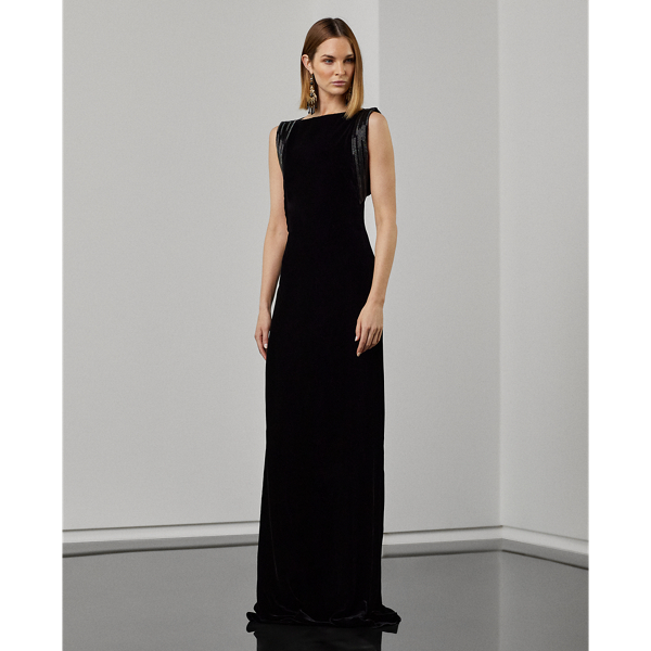 Kelli Embellished Velvet Evening Dress