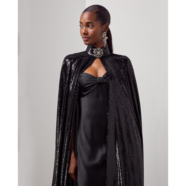 Cape London en lam&eacute; d&eacute;cor&eacute; Ralph Lauren Collection en Black 4