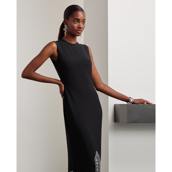 Black Nevina Embellished Cady Evening Dress Ralph Lauren Collection 4