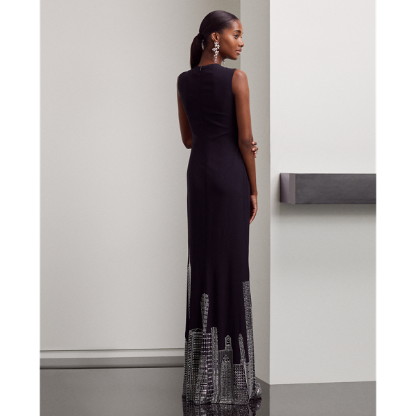 Black Nevina Embellished Cady Evening Dress Ralph Lauren Collection 5
