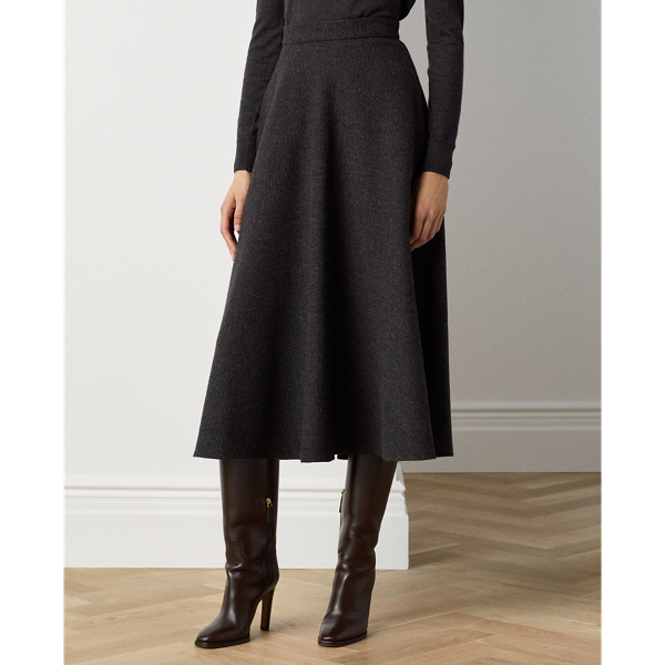 Tweedrock Erica mit Fischgratmuster Ralph Lauren Collection in Melange &ndash; Holzkohle 4