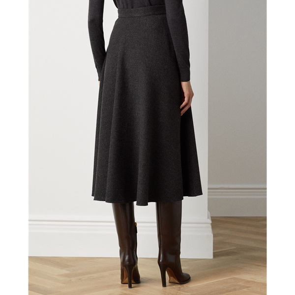 Tweedrock Erica mit Fischgratmuster Ralph Lauren Collection in Melange &ndash; Holzkohle 5