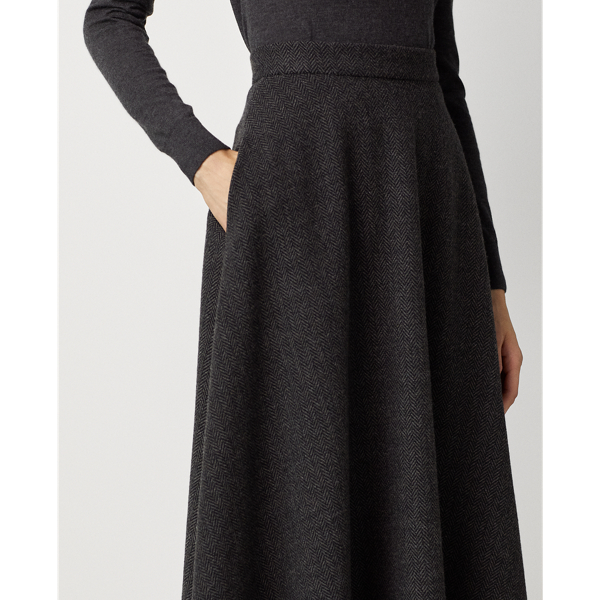 Tweedrock Erica mit Fischgratmuster Ralph Lauren Collection in Melange &ndash; Holzkohle 6