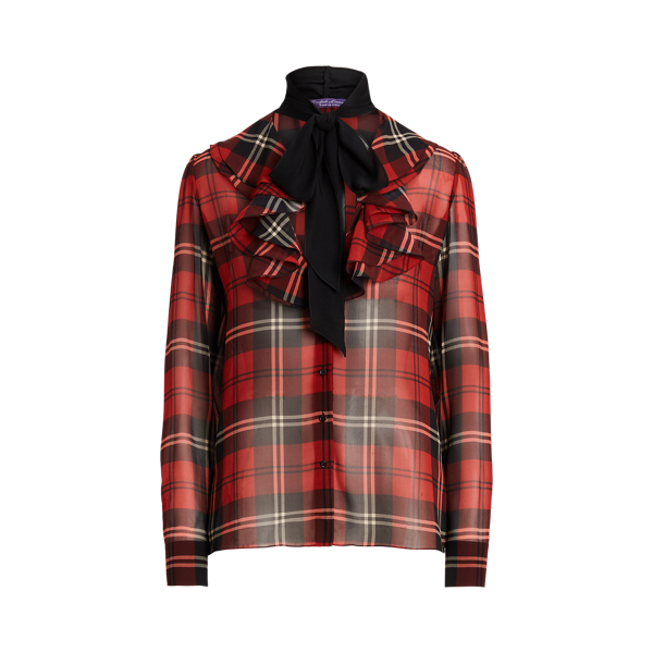 Blusa em georgette de xadrez Zandra Ralph Lauren Collection em 1