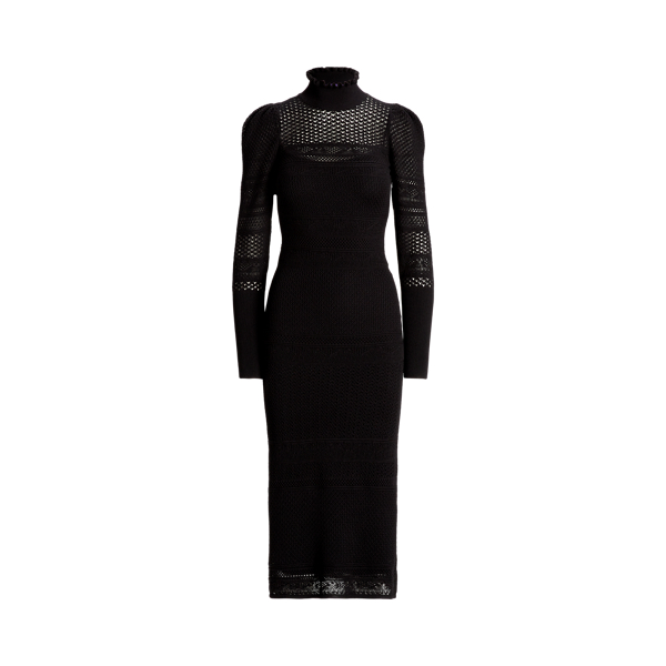 Lace Puff-Sleeve Sweater Cocktail Dress Ralph Lauren Collection 1