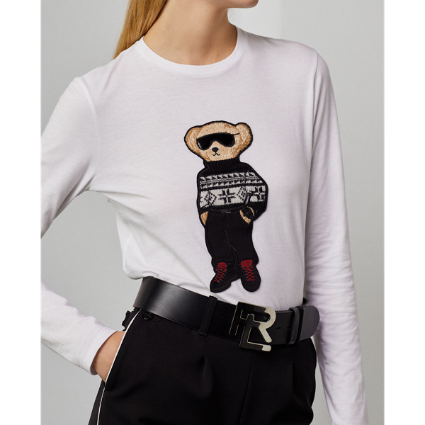 Camisola de manga comprida Polo Bear Nordic Ski Ralph Lauren Collection em Optic White 6