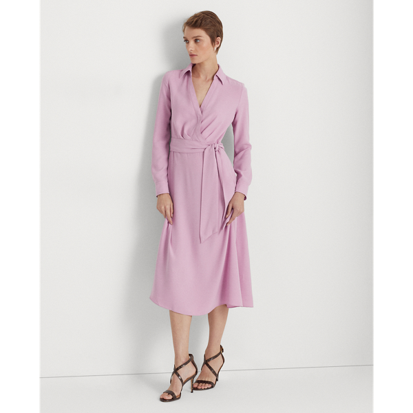 Robe mi-longue manches longues georgette