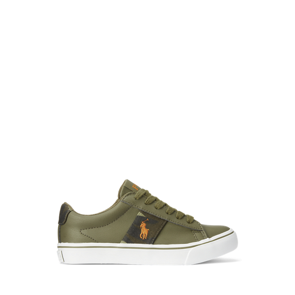 Sayer Camo-Trim Faux-Leather Trainer