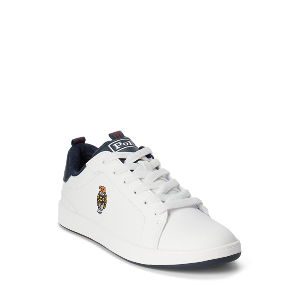 Baskets Court Polo Bear en cuir vegan Child en Blanc 2