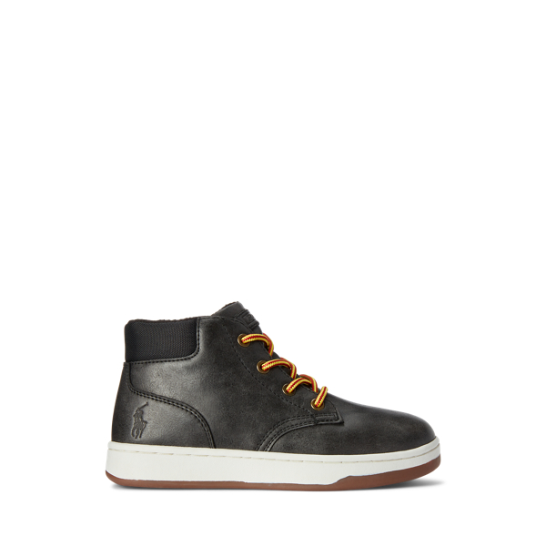 Polo Court High Top Faux Leather Trainer for Children Ralph Lauren UK